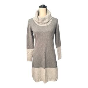 Athleta Women's Gray Extra Fine Merino Wool Cowl Neck Sweater Dress Sz M Cozy